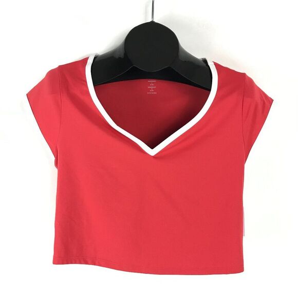NEW Old Navy Active PowerSoft Ultra Crop Top Women's Large Coral Go-Dry Fitness - Picture 1 of 10